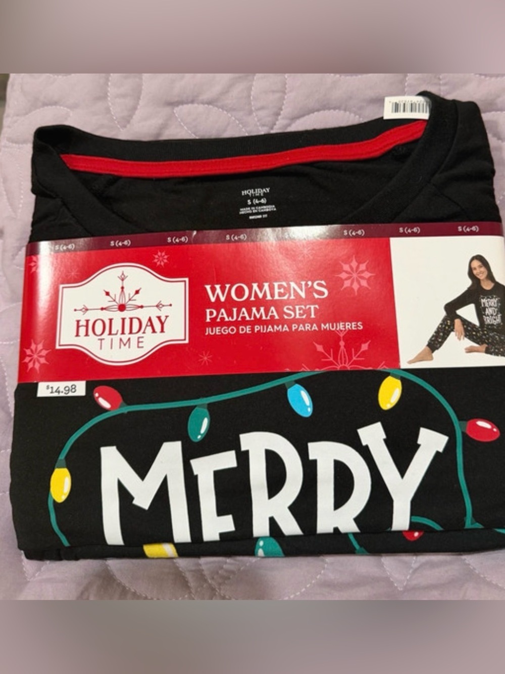 🎉 Holiday Time Women’s Black 'Merry' Holiday Pajama Set
